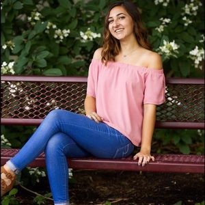 Blush off the shoulder top